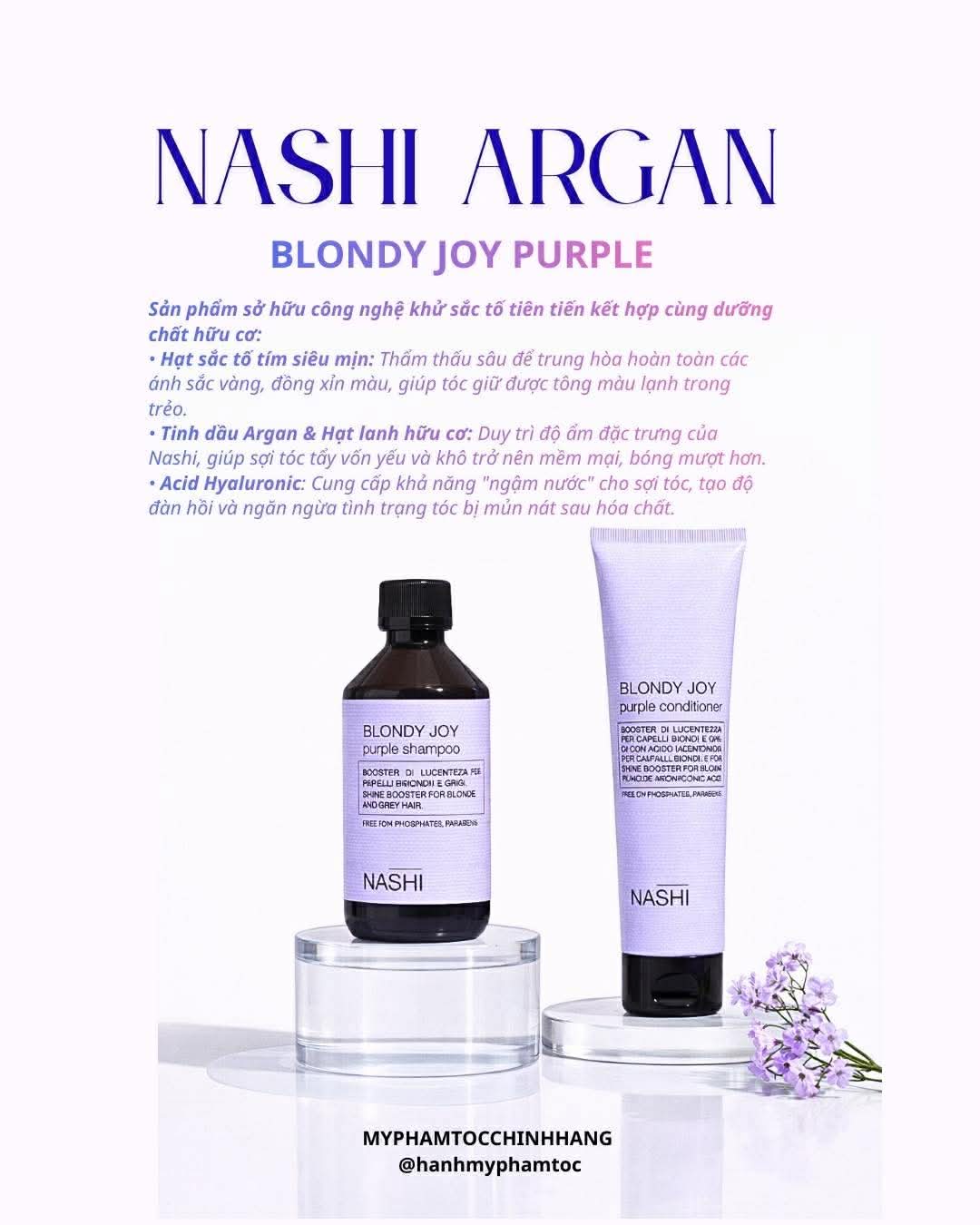 DẦU GỘI XẢ TÍM KHỬ ÁNH VÀNG NASHI  BLONDY JOY 250ML -  150ML