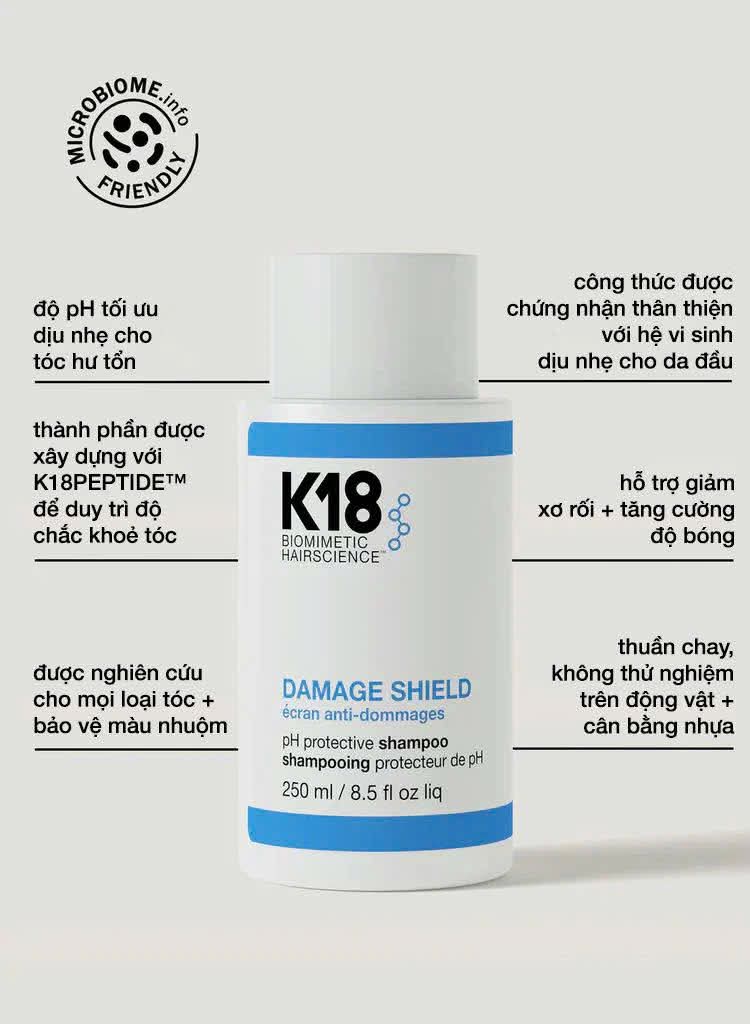 Gội xả K18 bảo vệ pH- DAMAGE SHIELD protective shampoo 250ML-930ML