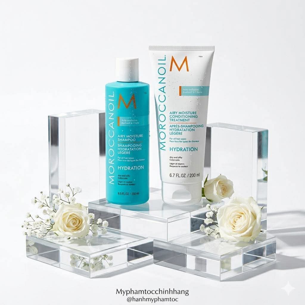 Dầu Gội & Dầu Xả Dưỡng Ẩm Siêu Nhẹ Moroccanoil Hydration Airy Moisture Shampoo & Conditioner
