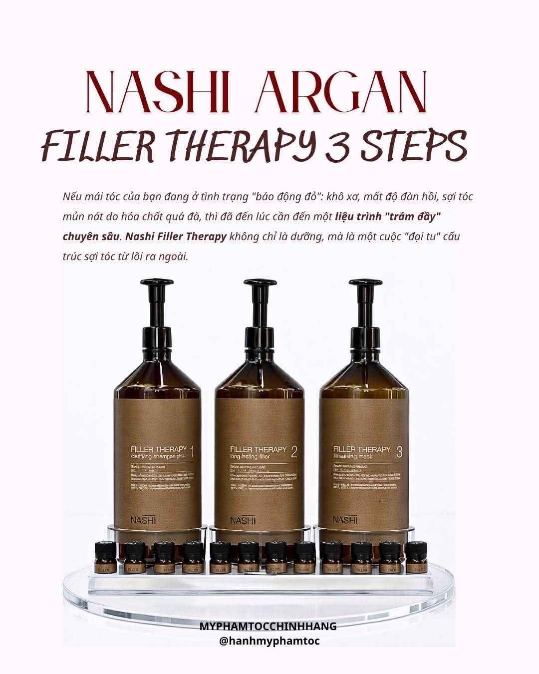 Bộ phục hồi cấu trúc tóc Nashi Filler Therapy 3 bước chuyên sâu Nashi Filler Therapy Step 1 – 2 – 3