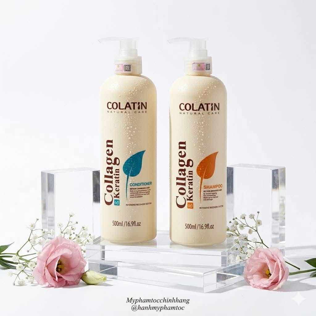 Dầu gội và xả phục hồi Colatin Collagen & Keratin  Natural Care 500ml 1000ml