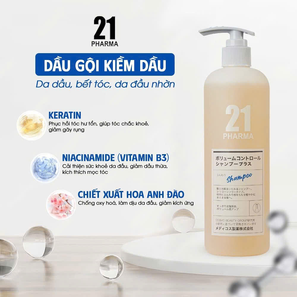 Dầu Gội Dược Mỹ Phẩm PHARMA 21 Nhật Bản Kiềm Dầu, Giảm Gàu 602ml