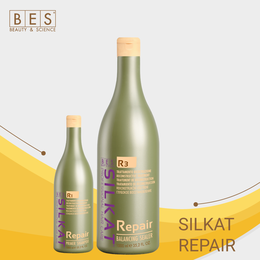 DẦU GỘI VÀ DẦU HẤP BES SILKAT REPAIR R1 VÀ R2 1000ML - 500ML