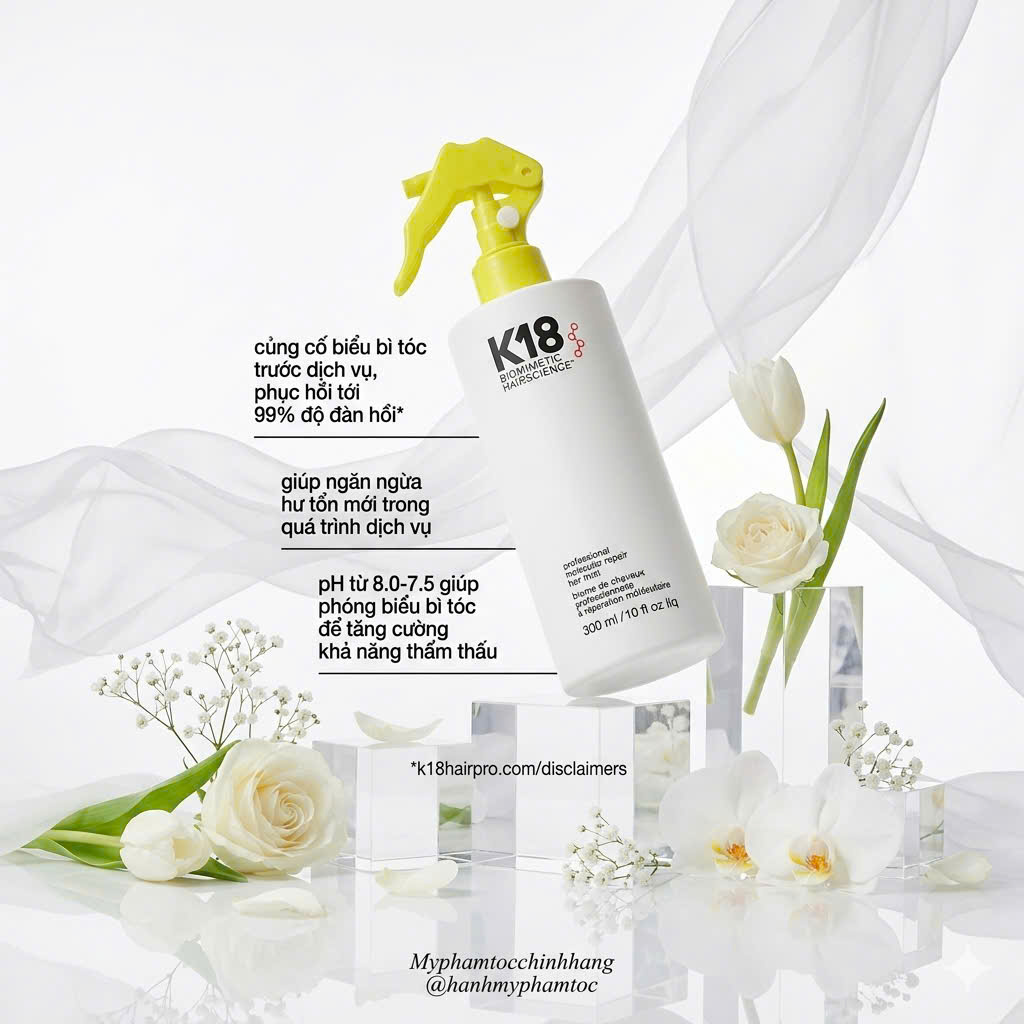 K18 PRO MIST PROFESSIONAL MOLECULAR REPAIR HAIR MIST 300ML Xịt pre- trước các dịch vụ hóa chất