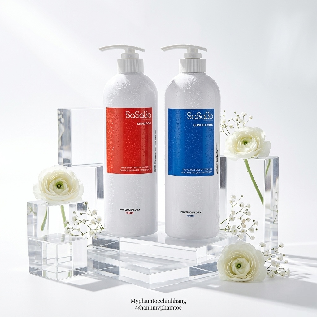 Cặp Dầu Gội và Dầu Xả SASABA Tròn 500ml 800ml