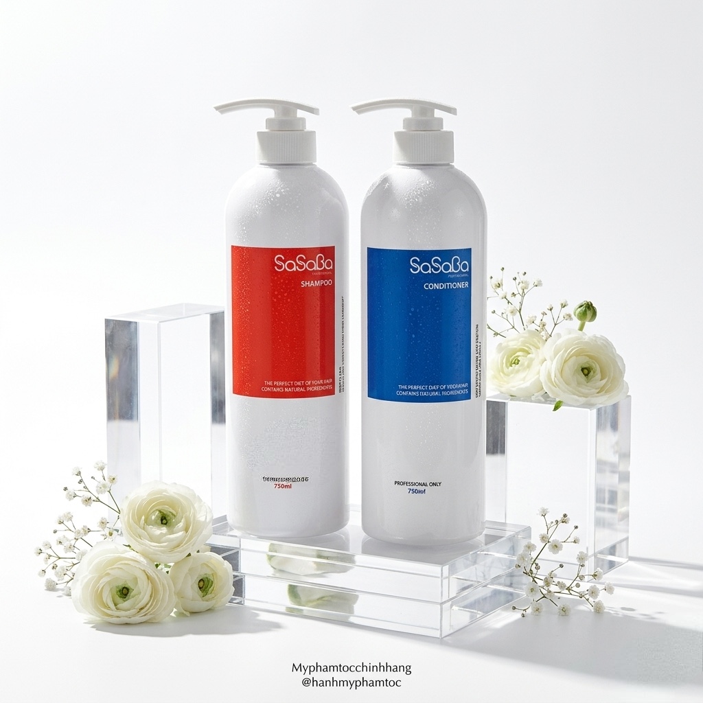 Cặp Dầu Gội và Dầu Xả SASABA Tròn 500ml 800ml