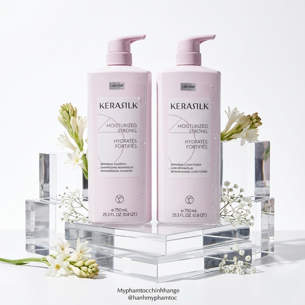 Dầu gội và dầu xả phục hồi tóc hư tổn Kerasilk Repairing Shampoo & Conditioner