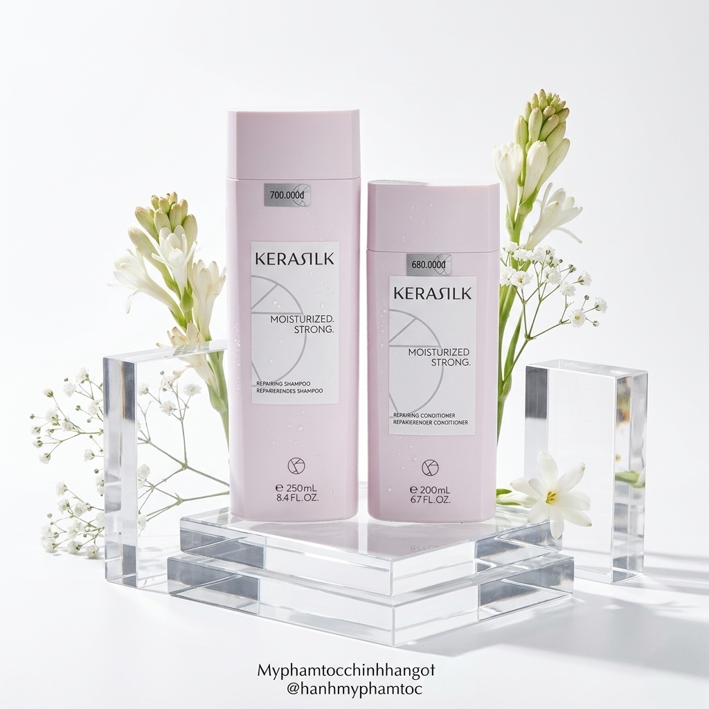 Dầu gội và dầu xả phục hồi tóc hư tổn Kerasilk Repairing Shampoo & Conditioner