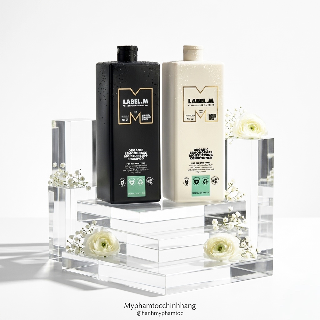 Dầu gội & dầu xả dưỡng ẩm hương sả chanh hữu cơ Label.m  Organic Lemongrass Moisturising Shampoo & Conditioner