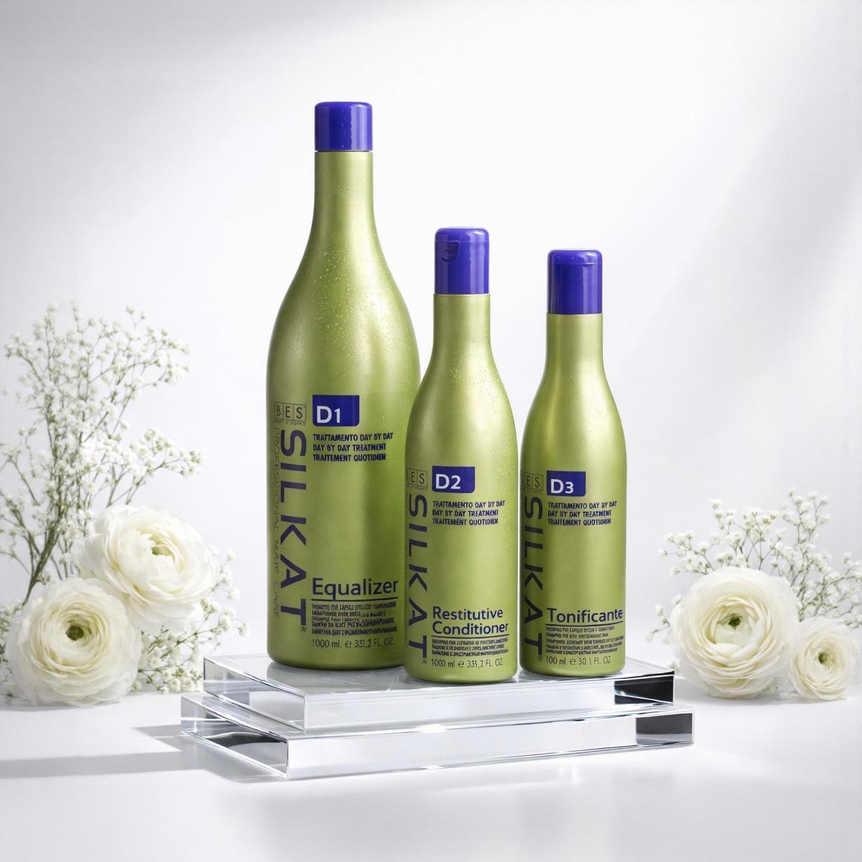 DẦU GỘI BES SILKAT PHỤC HỒI TÓC D4 Repairing Shampoo +DẦU XẢ SILKAT SIÊU MƯỢT D2  Smoothing Conditioner 1000ML