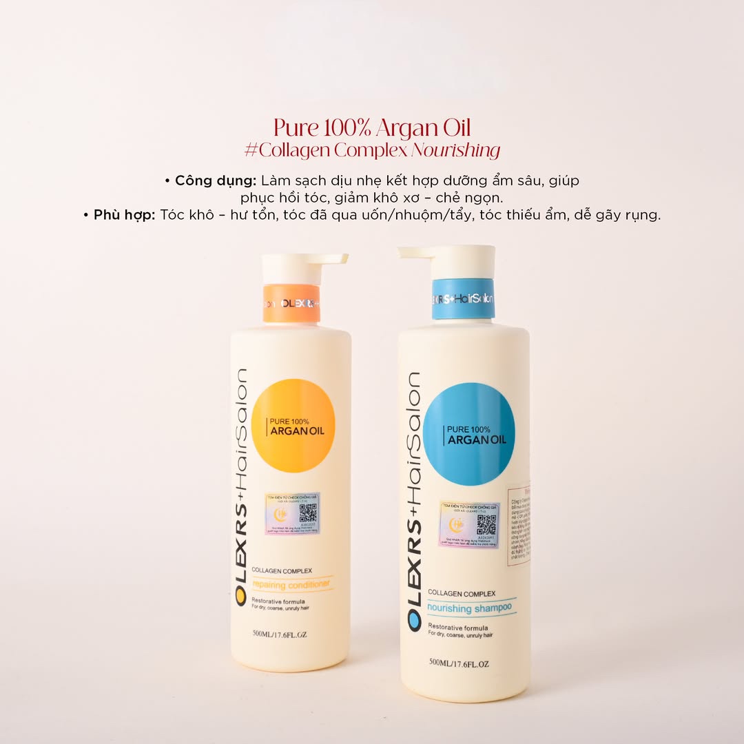 Cặp dầu gội xả Olexrs Argan Oil Collagen Hair Salon 500ml 960ml