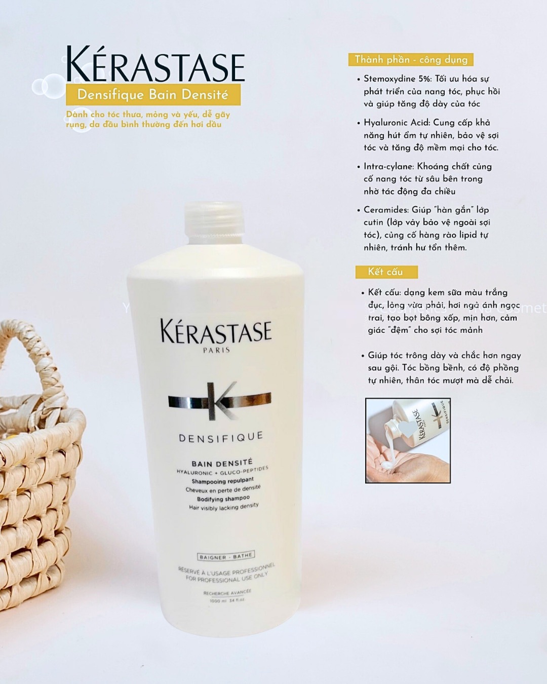 DẦU GỘI XẢ KERASTASE BAIN DENSITE LÀM DÀY TÓC 250ML