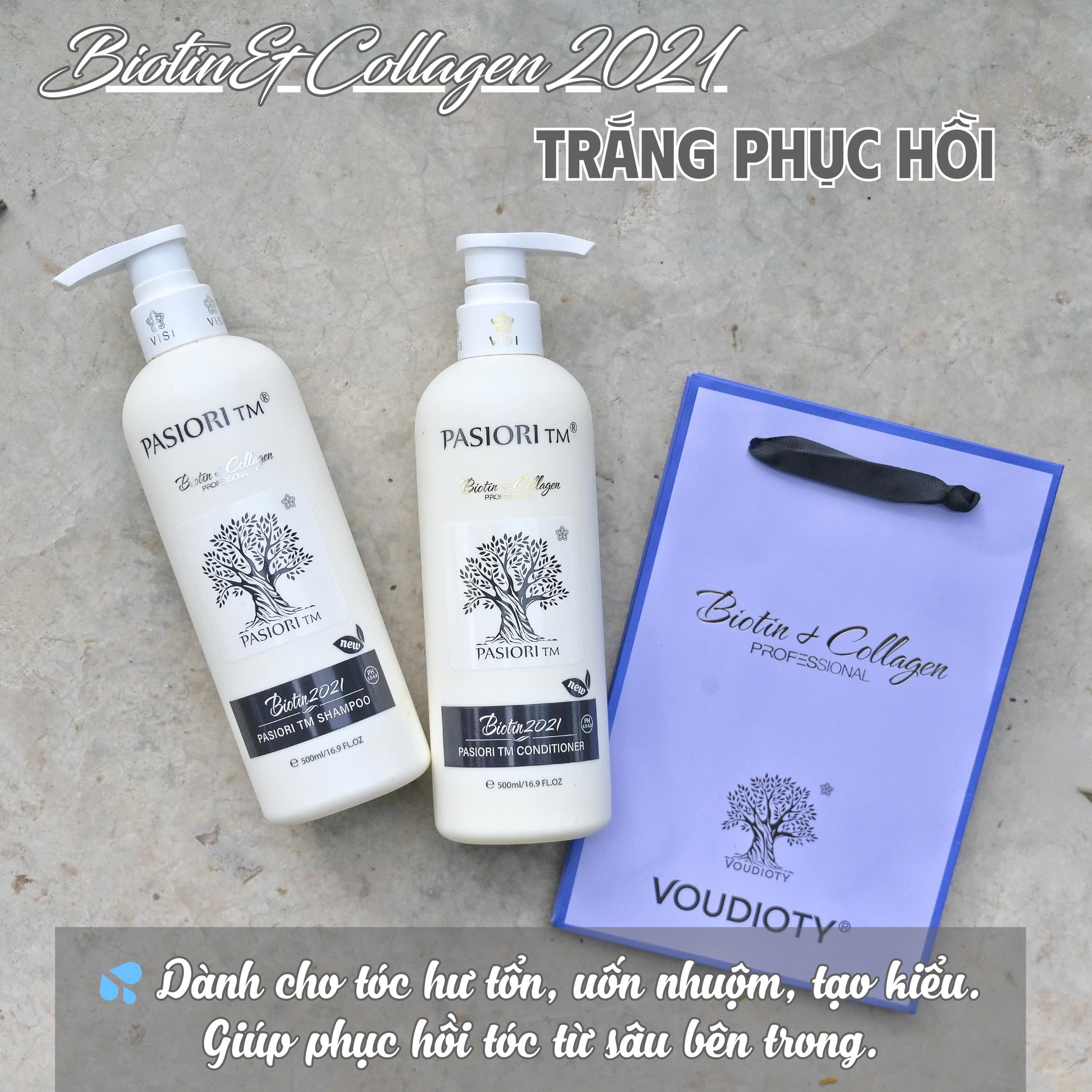 Dầu gội xả trắng phục hồi chống rụng Biotin & Collagen 500ml - 1000ml