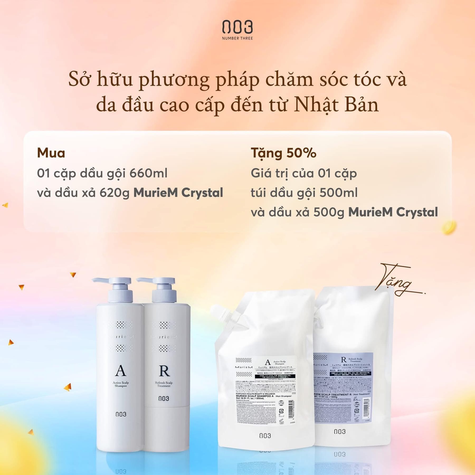 Dầu gội trị dầu giảm rụng Number Three 003 MURIEM A Scalp Shampoo