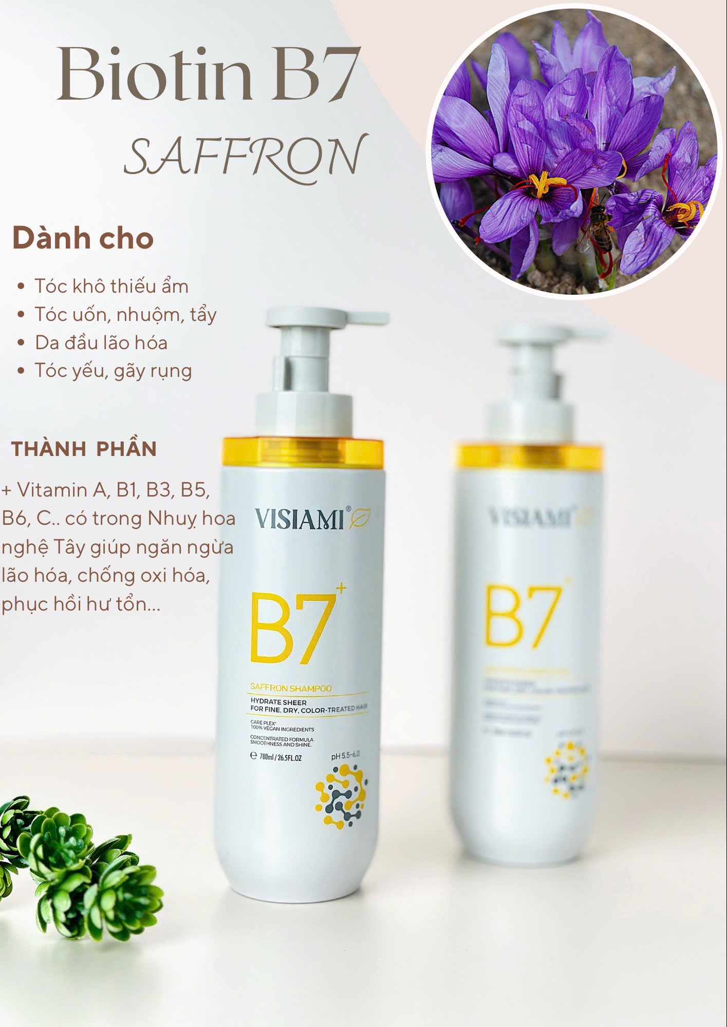 BIOTIN VISIAMI B7 Dầu Gội Xả Thảo Dược Cao Cấp B7 780ML