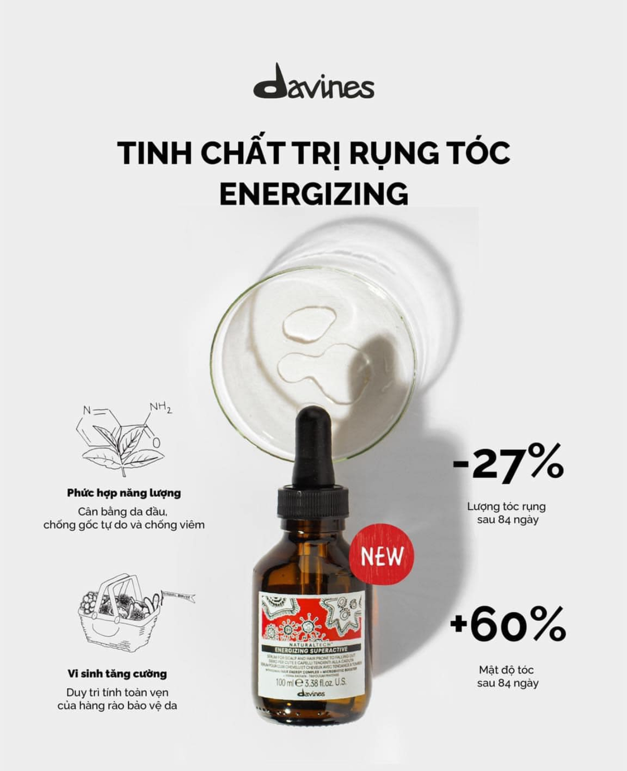Tinh chất chống rụng và kích thích mọc tóc Davines Naturaltech Energizing Superactive 100ml