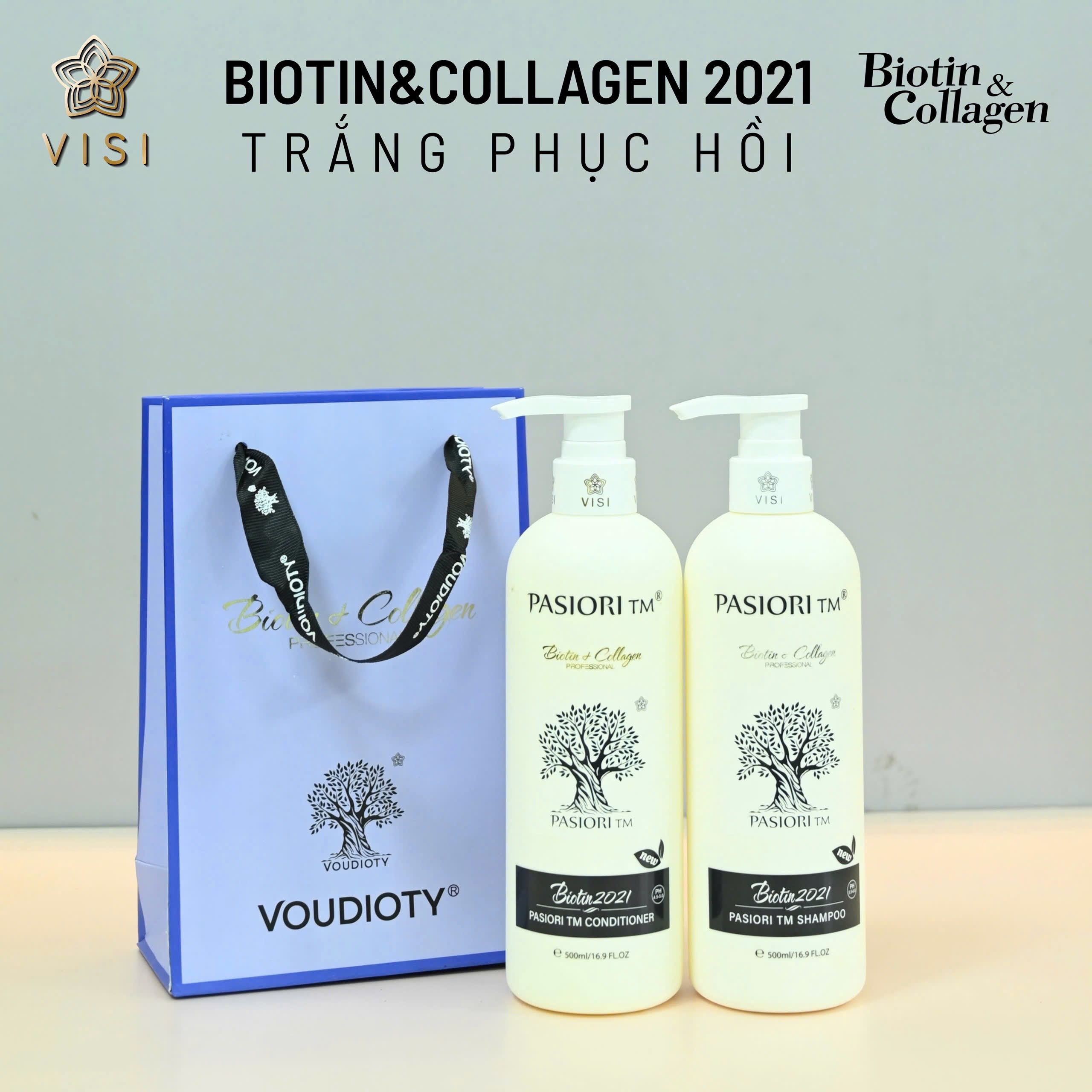 Dầu gội xả trắng phục hồi chống rụng Biotin & Collagen 500ml - 1000ml