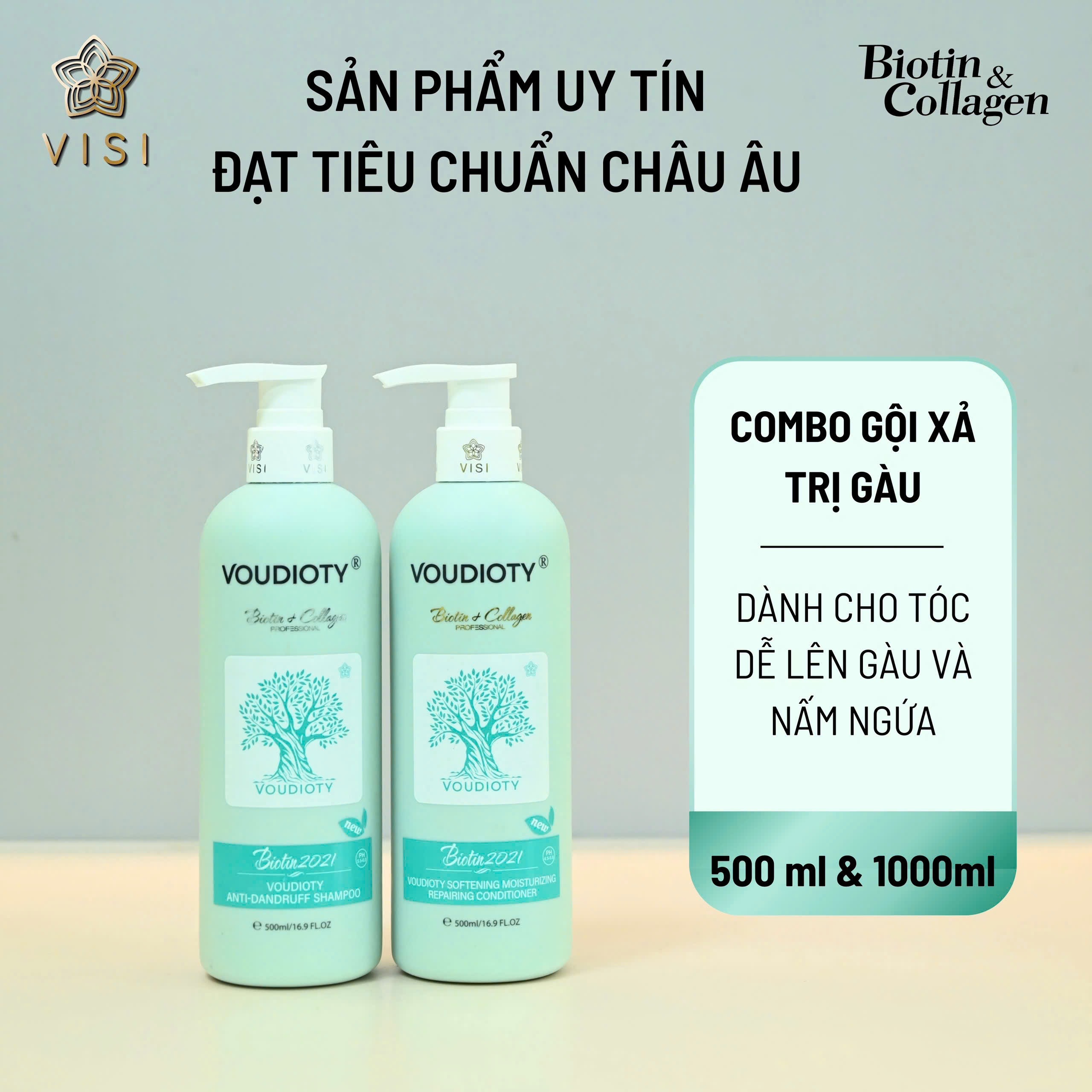 Dầu gội xả Biotin & Collagen trị gầu siêu mượt 500ml - 1000ml