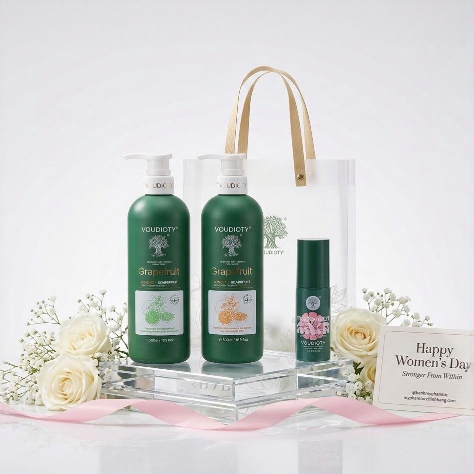 GỘI XẢ BIOTIN COLLAGEN BƯỞI HỒNG VOUDIOTY GRAPEFRUIT CHỐNG RỤNG, HỖ TRỢ MỌC TÓC, XỊT DƯỠNG 50ML