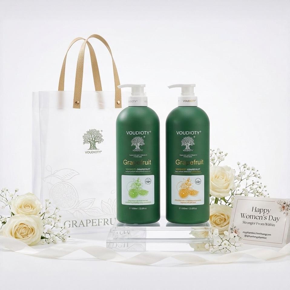 GỘI XẢ BIOTIN COLLAGEN BƯỞI HỒNG VOUDIOTY GRAPEFRUIT CHỐNG RỤNG, HỖ TRỢ MỌC TÓC, XỊT DƯỠNG 50ML