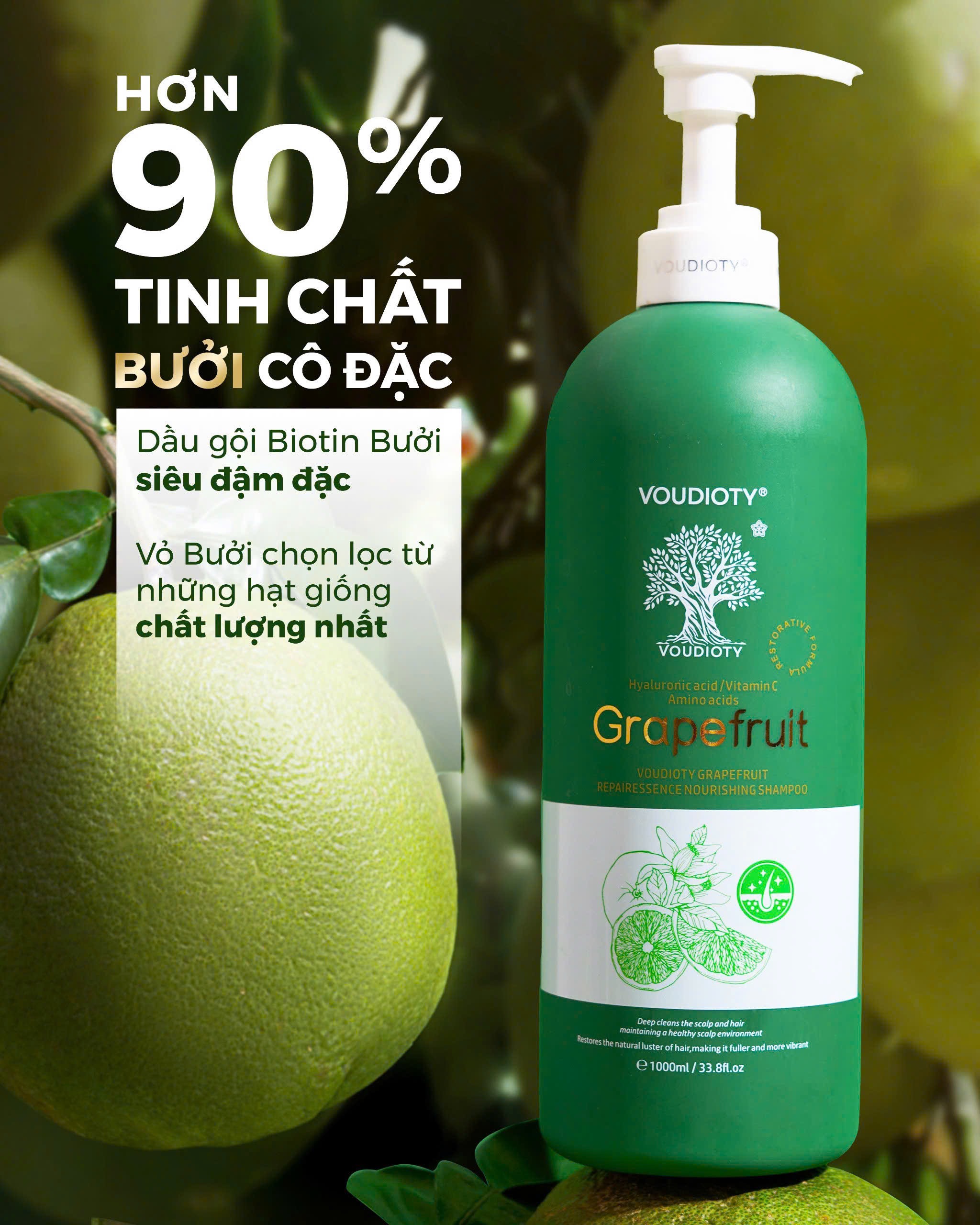 GỘI XẢ BIOTIN COLLAGEN BƯỞI HỒNG VOUDIOTY GRAPEFRUIT CHỐNG RỤNG, HỖ TRỢ MỌC TÓC, XỊT DƯỠNG 50ML