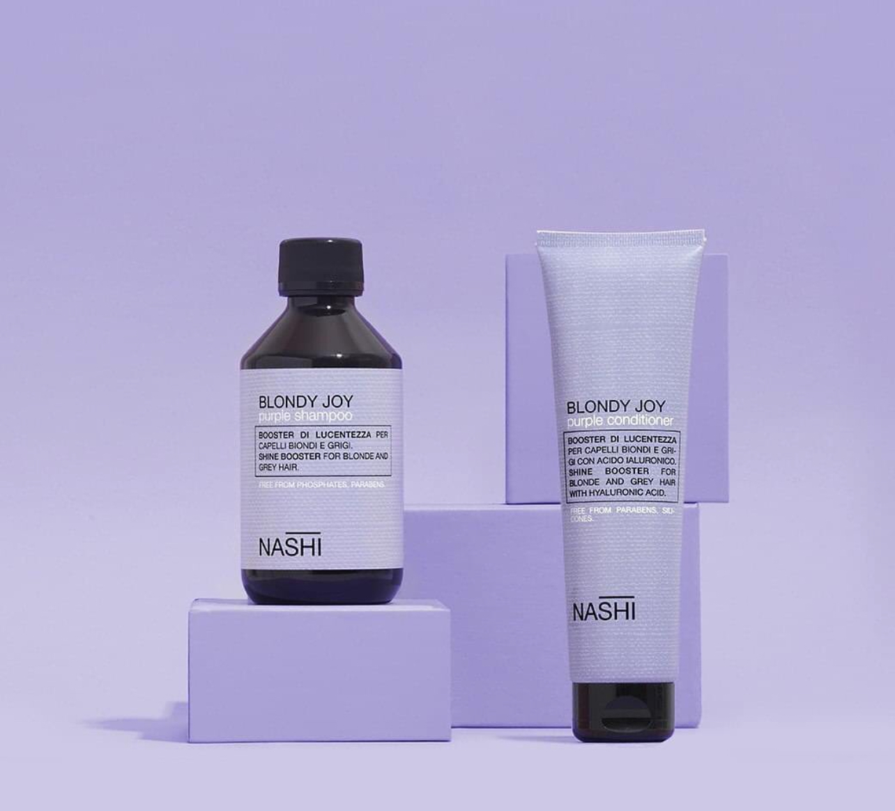 DẦU GỘI XẢ TÍM KHỬ ÁNH VÀNG NASHI  BLONDY JOY 250ML -  150ML