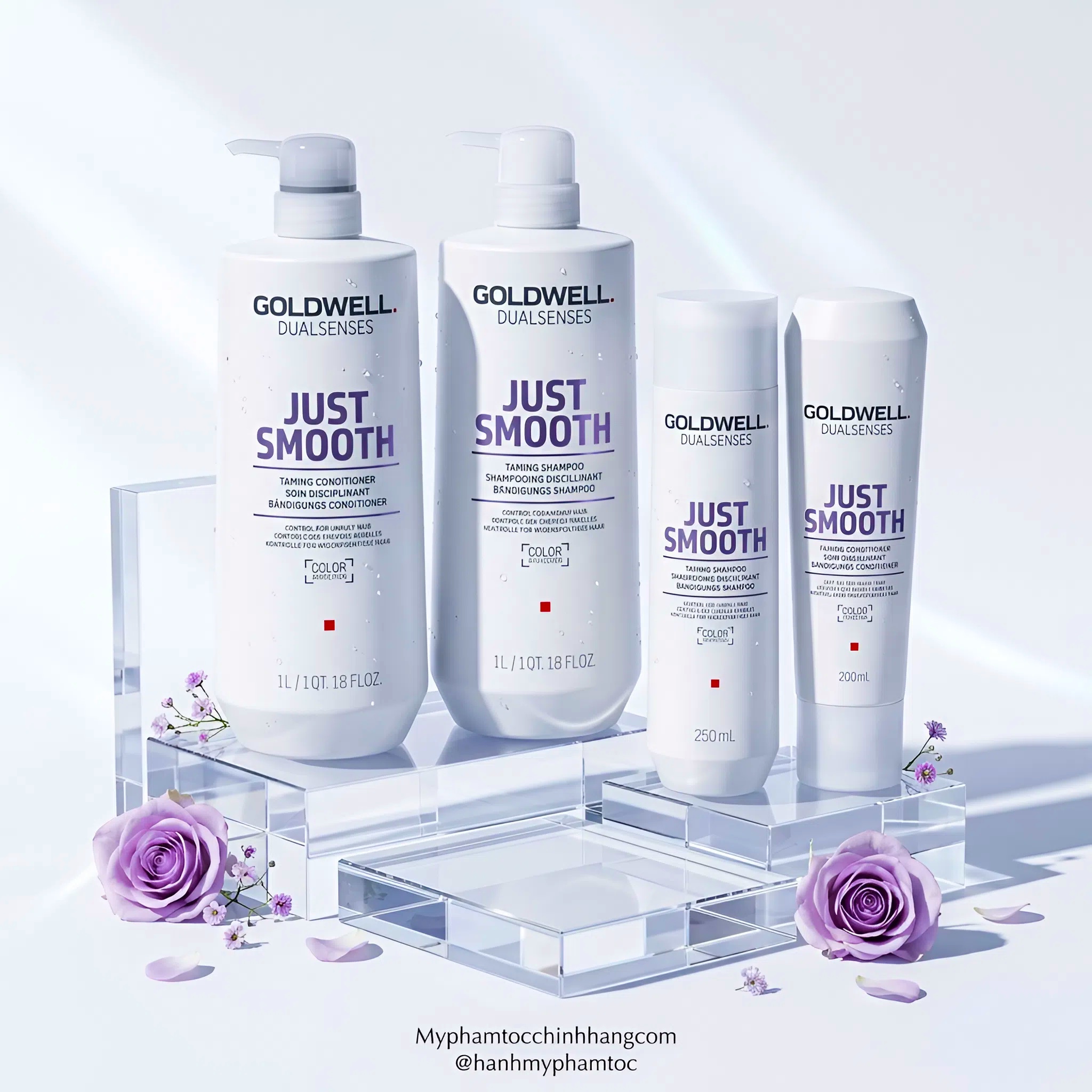 Dầu gội & xả Goldwell làm mượt tóc Dualsenses Just Smooth taming Shampoo & Conditioner