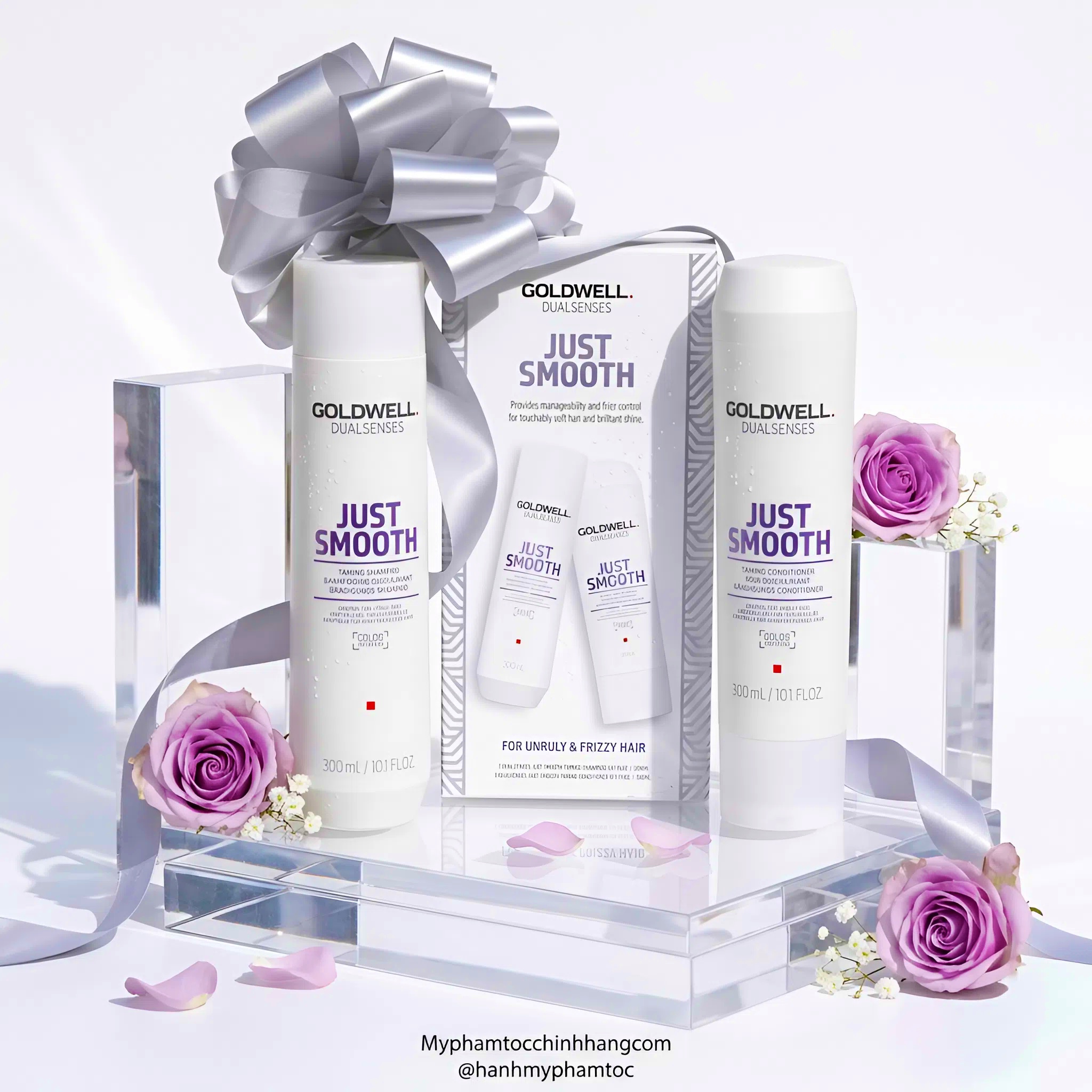 Dầu gội & xả Goldwell làm mượt tóc Dualsenses Just Smooth taming Shampoo & Conditioner