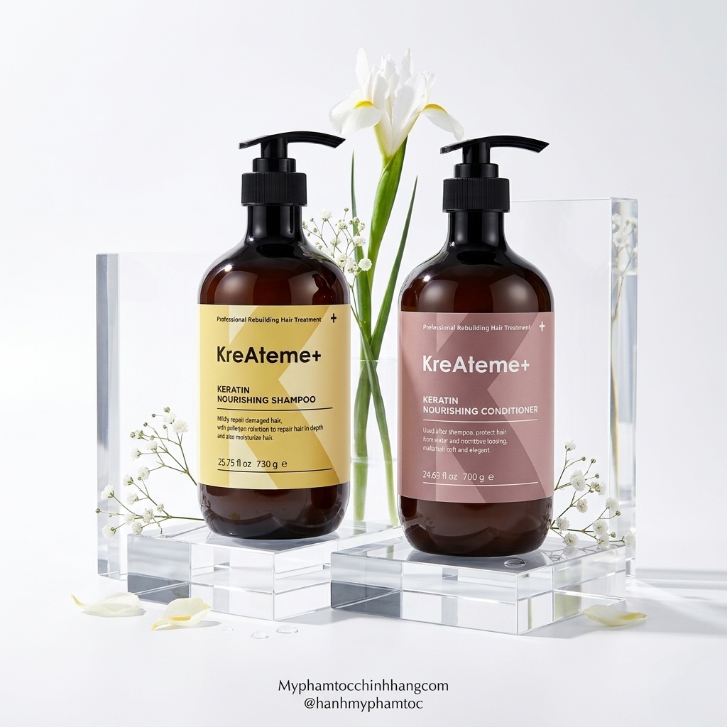 Bộ dầu gội xả dưỡng tóc KreAteme+(KreAteme+ Keratin Nourishing Shampoo & Conditioner) 750ml