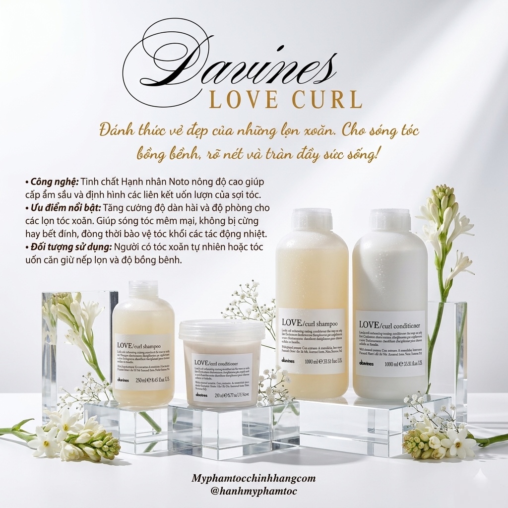 Dầu gội – dầu xả cho tóc uốn xoăn Davines  Essential Haircare LOVE CURL