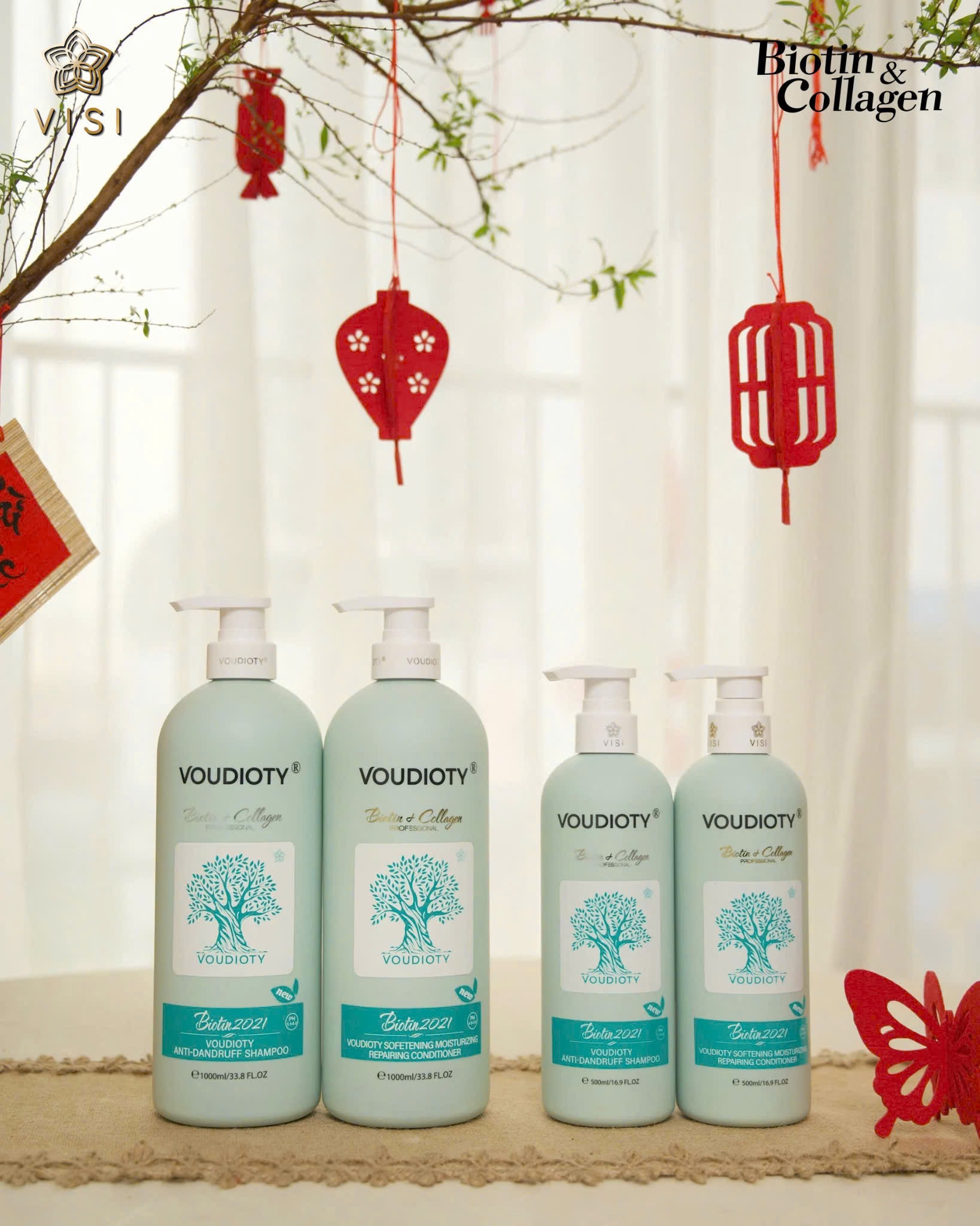 GỘI XẢ PHỤC HỒI TÁI TẠO TÓC BIOTIN & COLLAGEN VOUDIOTY 1000ML