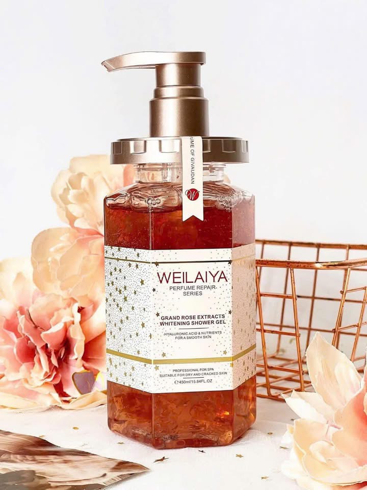 Sữa tắm trắng da cánh hoa hồng Damask Weilaiya Rose Petal Whitening Shower Gel 10ml 450ml
