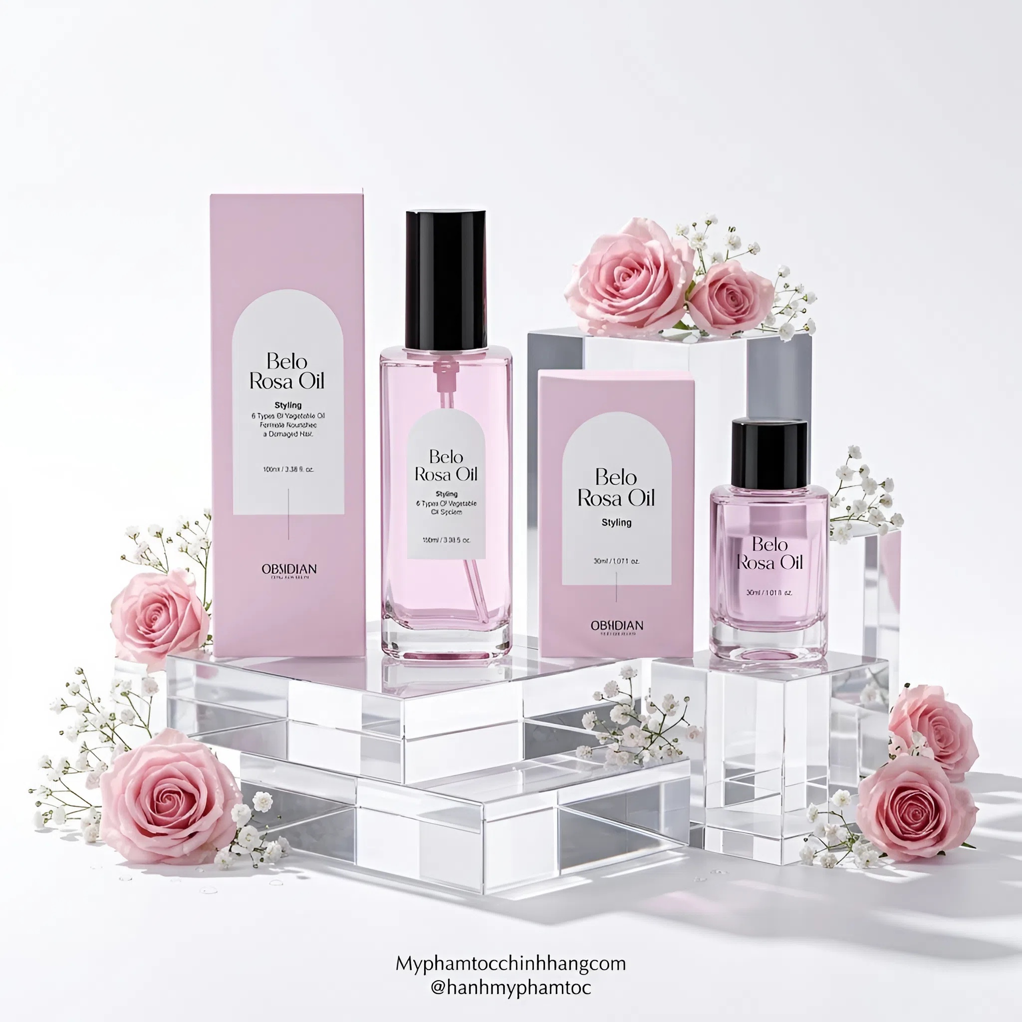 Tinh Dầu Dưỡng Tóc Hoa Hồng Bella Belo Rosa Oil Obsidian 30ml 100ml