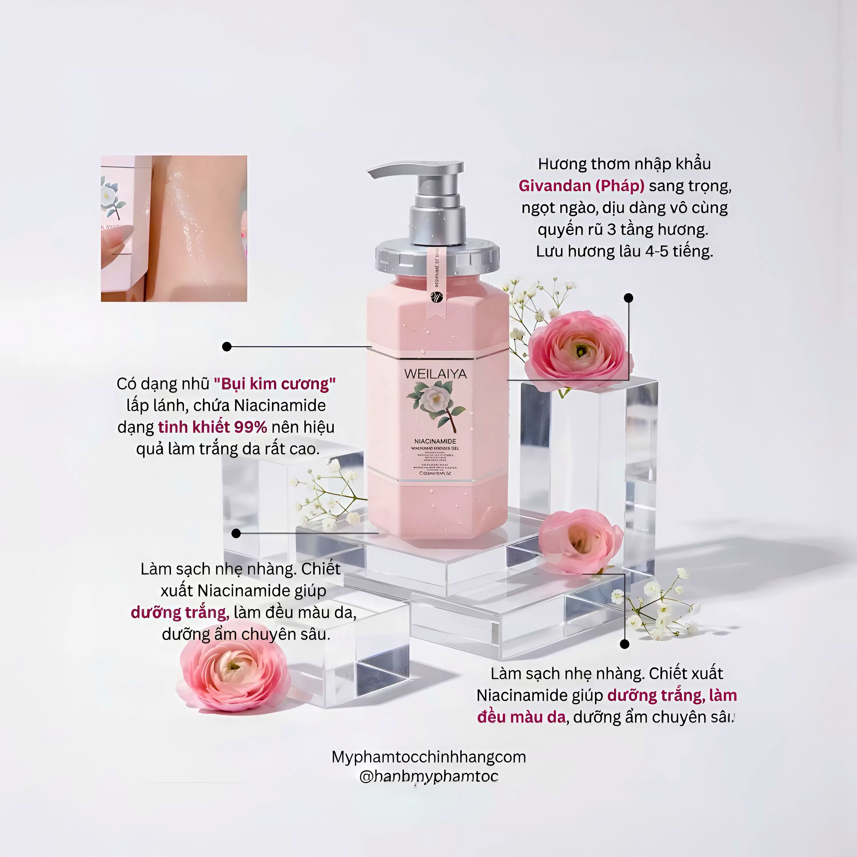 Sữa tắm trắng da hoa trà Weilaiya Camellia Whitening Shower Gel 450ml