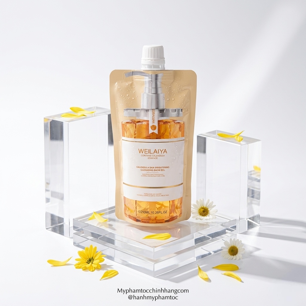 Sữa tắm trắng da cánh hoa cúc vạn thọ Weilaiya (Marigold Petal Whitening Shower Gel) 450ml
