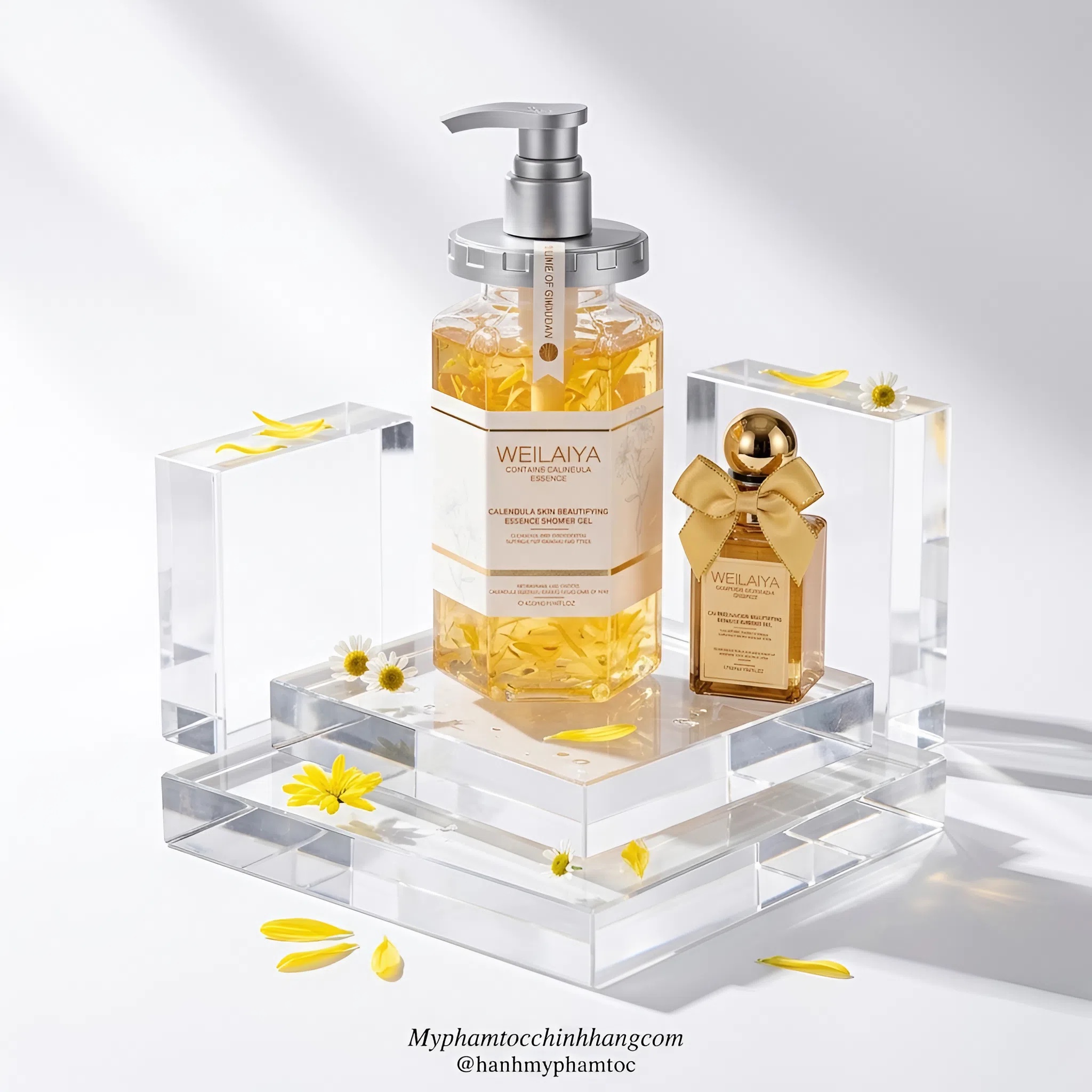 Sữa tắm trắng da cánh hoa cúc vạn thọ Weilaiya (Marigold Petal Whitening Shower Gel) 450ml