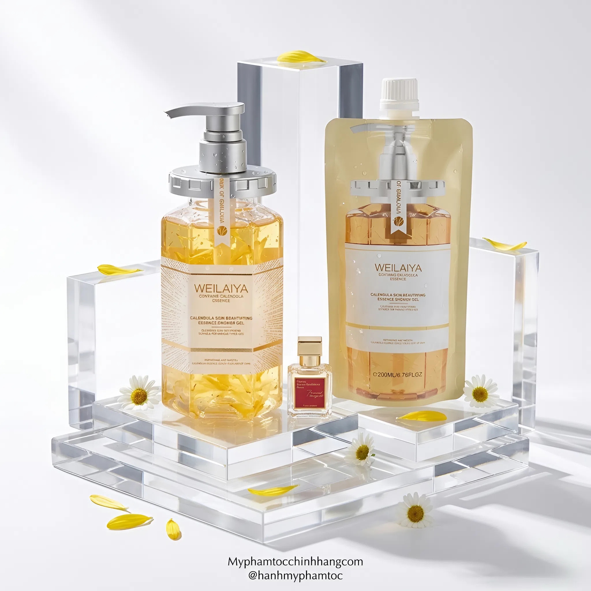 Sữa tắm trắng da cánh hoa cúc vạn thọ Weilaiya (Marigold Petal Whitening Shower Gel) 450ml