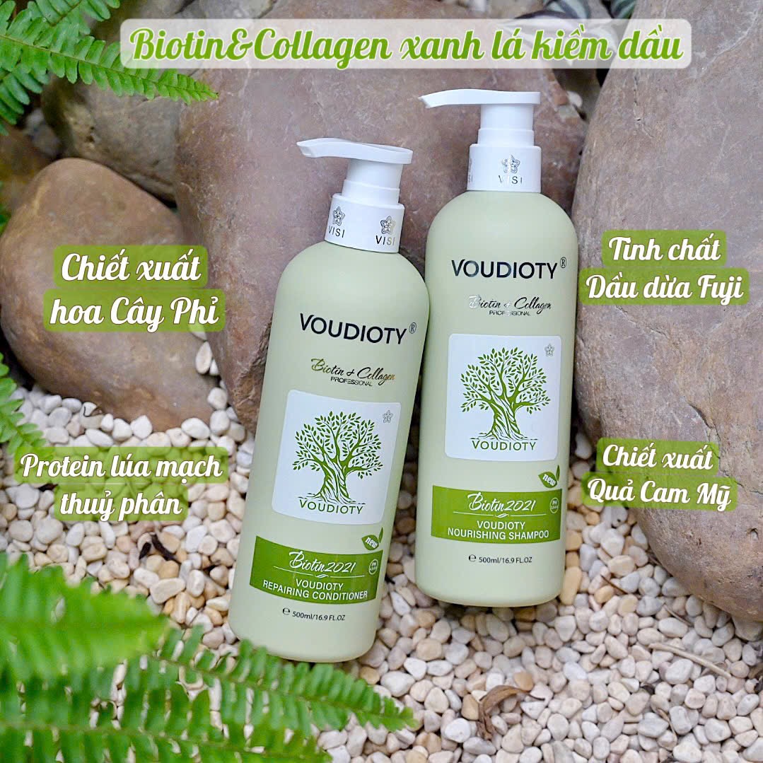 DẦU GỘI XẢ BIOTIN COLLAGEN XANH KIỀM DẦU MƯỢT TÓC (MẪU TRÒN MỚI) 500ML - 1000ML