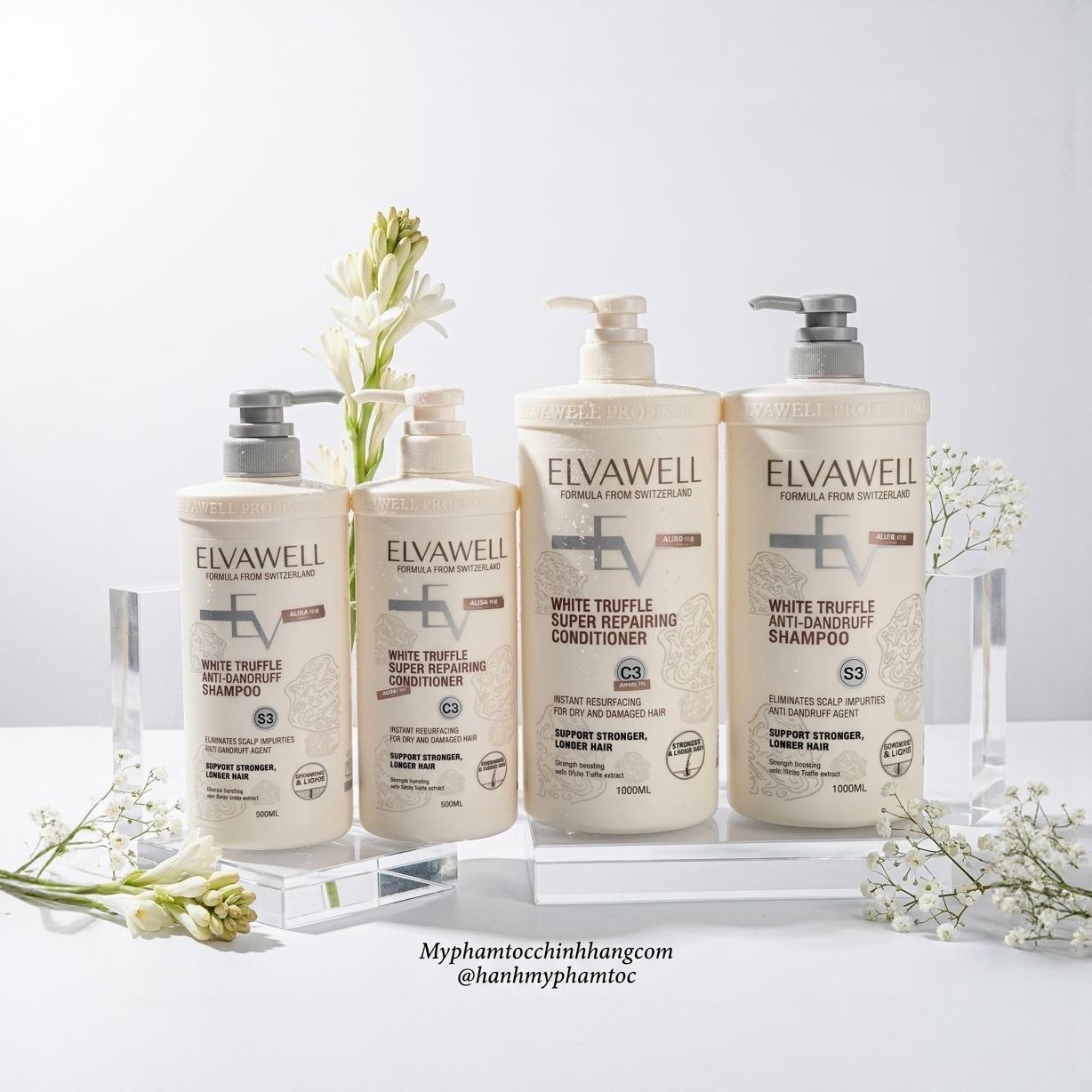 Dầu gội xả chiết xuất nấm Elvawell White Truffle Shampoo, Conditioner 500ml 1000ml