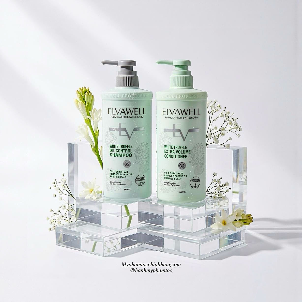 Dầu gội xả chiết xuất nấm Elvawell White Truffle Shampoo, Conditioner 500ml 1000ml