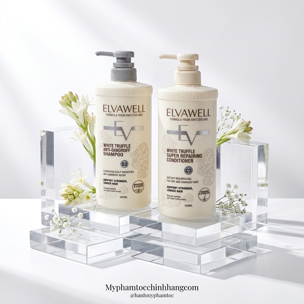 Dầu gội xả chiết xuất nấm Elvawell White Truffle Shampoo, Conditioner 500ml 1000ml
