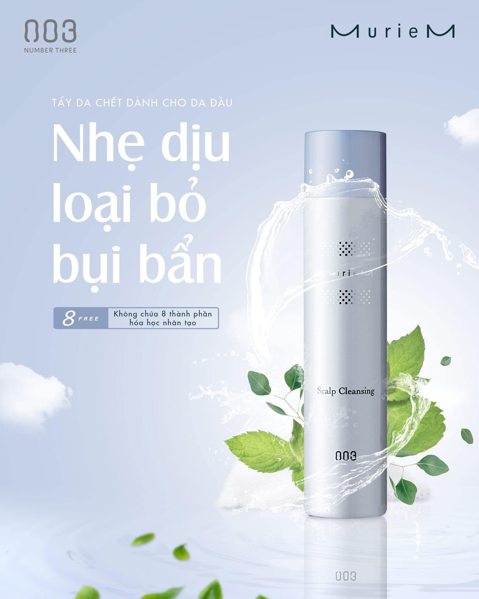 Xịt bọt tẩy tế bào chết da đầu 003 Number Three Muriem Crystal Scalp Cleansing Foam 250g