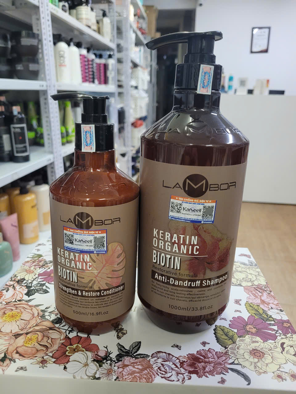 Dầu gội xả Lambor keratin organic biotin 500ml - 1000ml