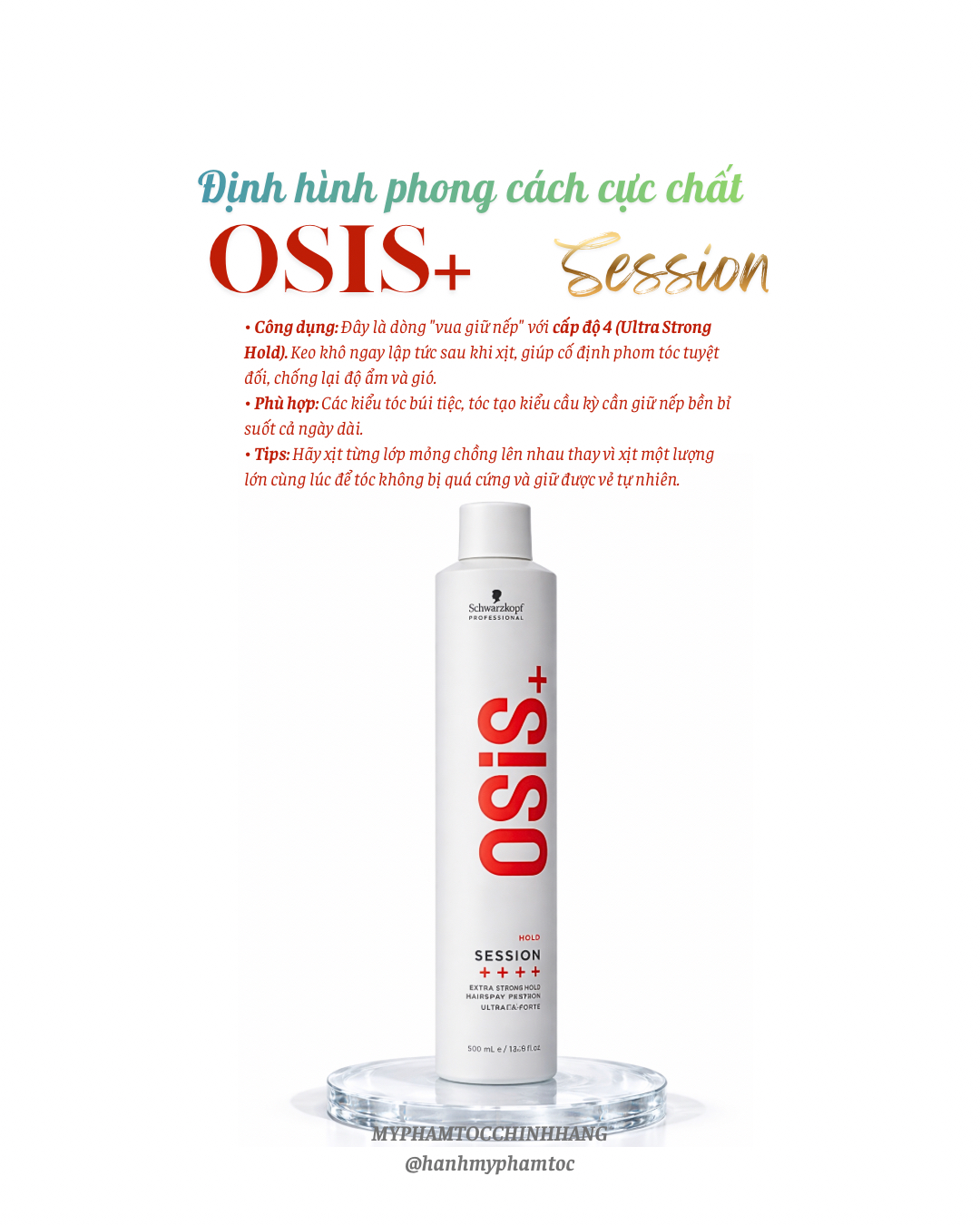 MẪU 2024 KEO (GÔM) XỊT GIỮ KIỂU TÓC RẤT CỨNG OSIS+ SỐ 3 SESSION 300ML