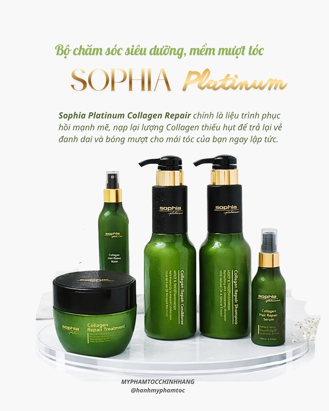 DẦU GỘI VÀ XẢ SOPHIA PLATIUM COLLAGEN REPAIR SHAMPOO & CONDITIONER 500ML