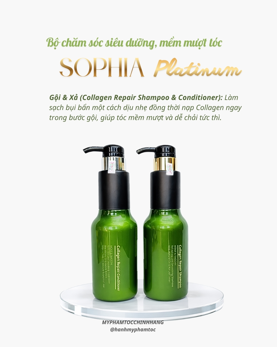 DẦU GỘI VÀ XẢ SOPHIA PLATIUM COLLAGEN REPAIR SHAMPOO & CONDITIONER 500ML