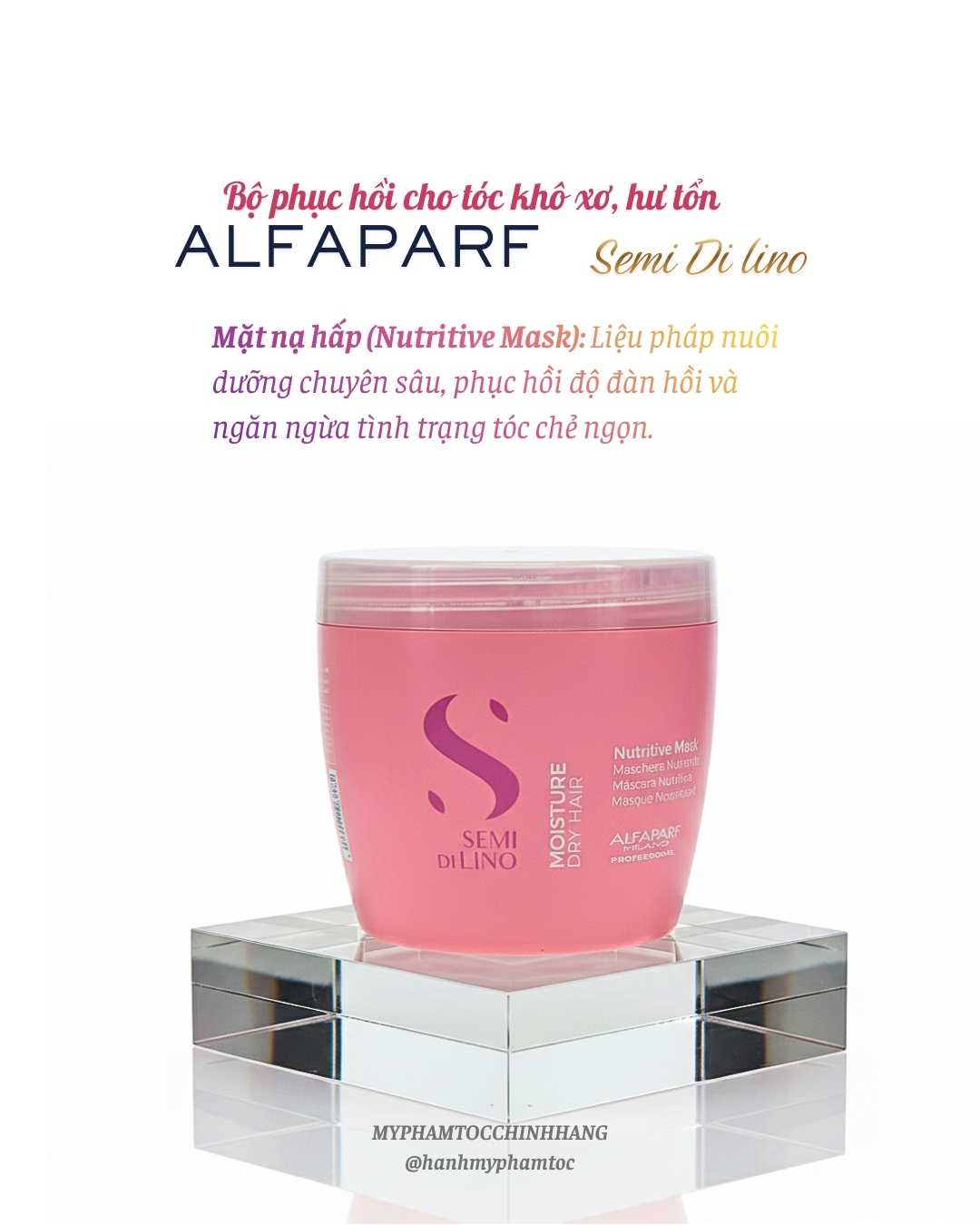 Dầu gội, mặt nạ tóc, kem xả khô giữ ẩm Alfaparf Milano SDL Moisture (Semi Di Lino Moisture Nutritive Low Shampoo, Mask & Leave-in Conditioner)
