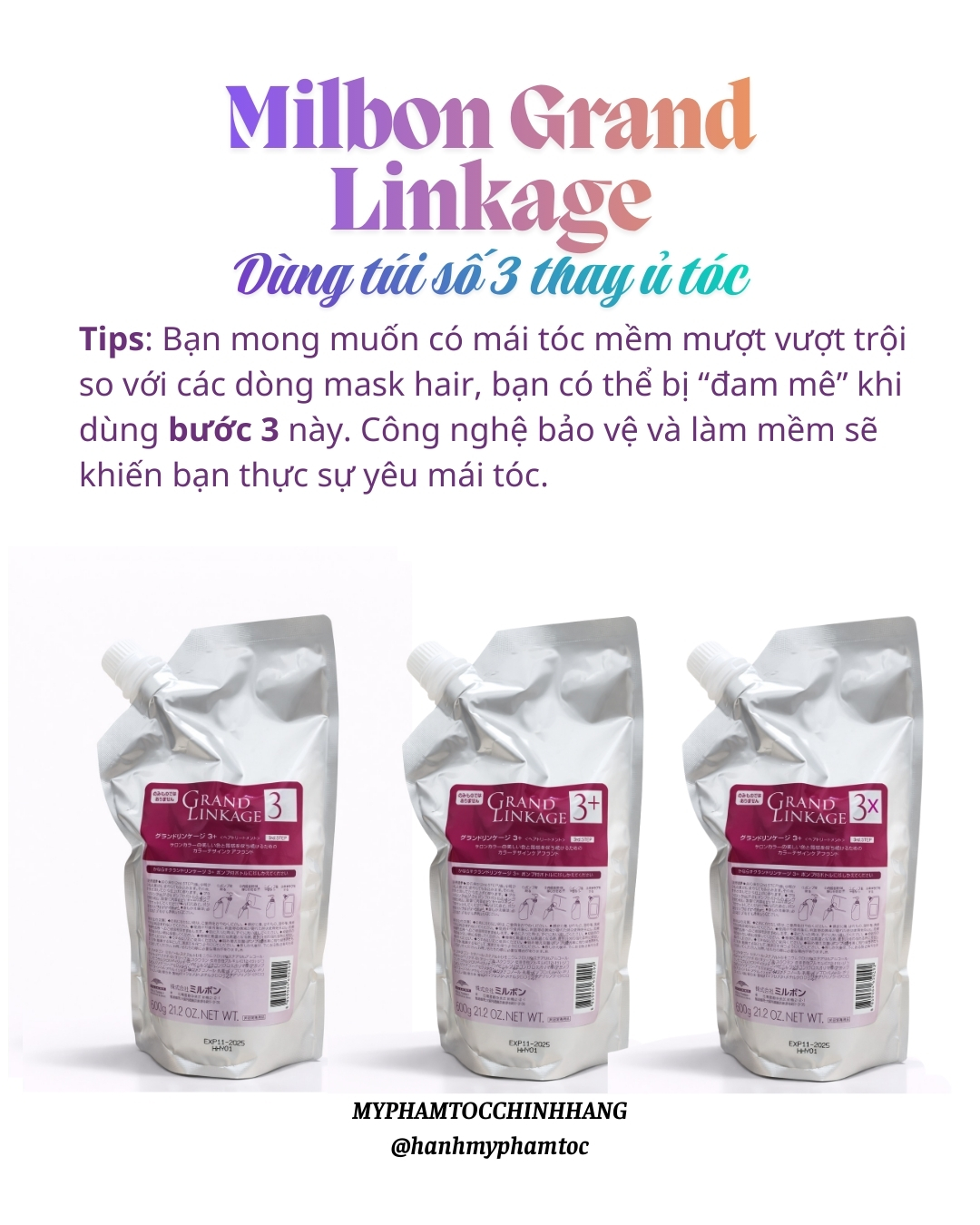 Bộ hấp phục hồi tóc hư tổn 3 bước Milbon Deesse’s Hair Treatment 3 Steps