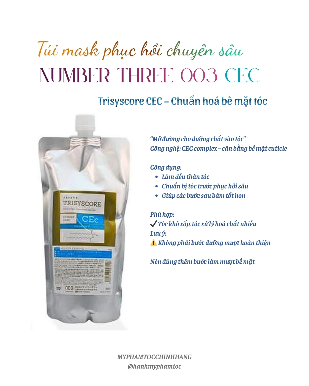 Kem hấp phục hồi tóc 003 Trisyscore 18S/18H/ CEC Number Three Trisyscore CEC Hair Treatment 500ml