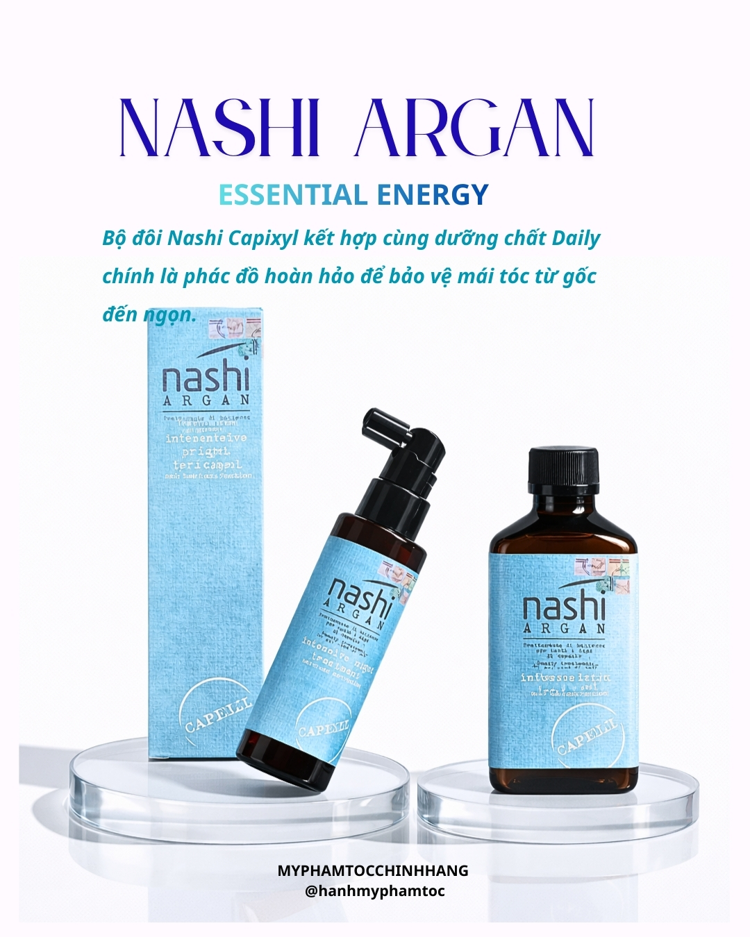 Bộ dầu gội – dầu xả chống rụng tóc Nashi Energy -Nashi Argan Energy Shampoo & Conditioner